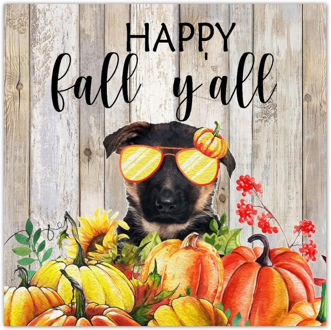 Thanksgiving Fall Wood Sign Plaque 8x8in