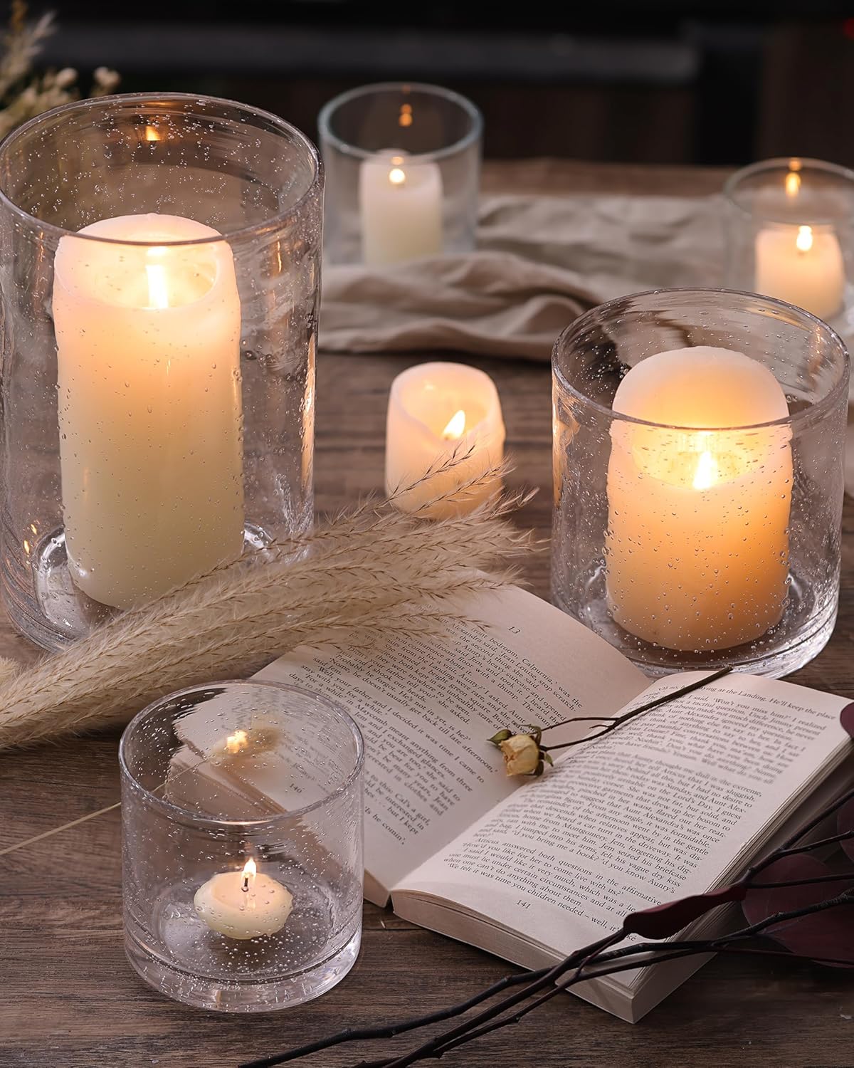 NITIME Hurricane Candle Holder Set of 3 Clear Glass Holders