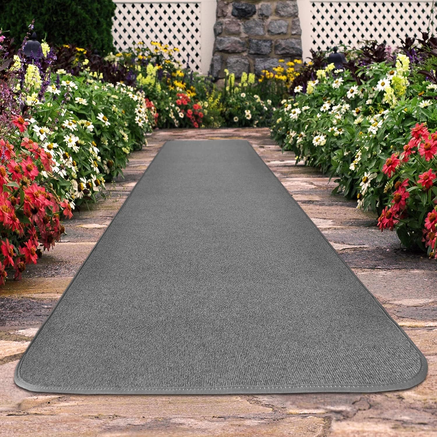 House Home and More Outdoor Carpet Runner Gray 4x15