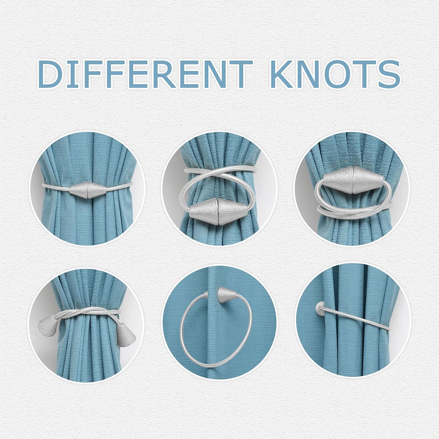NICEEC 4 Pack Magnetic Curtain Tiebacks Grey