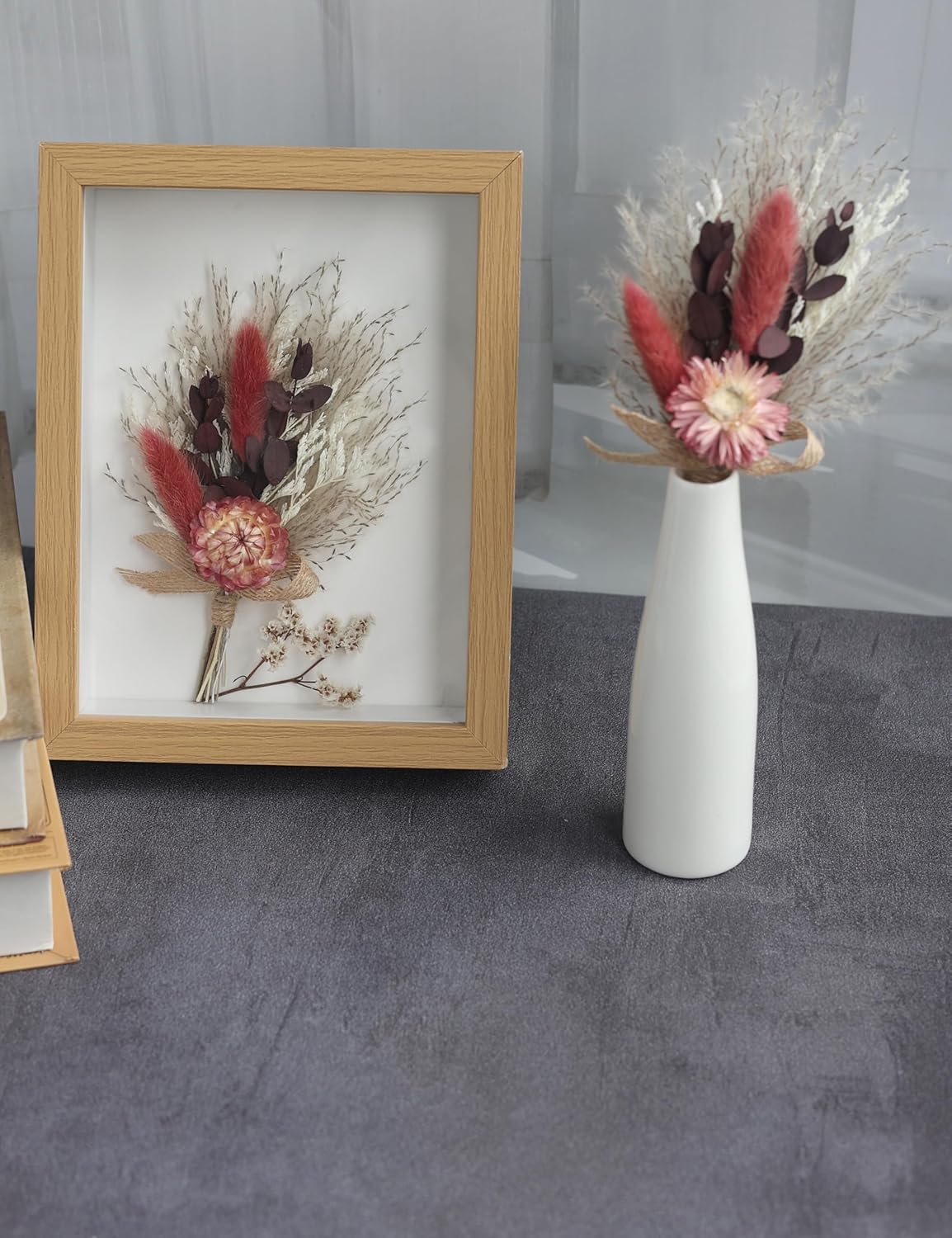 Xins Convey Burgundy Mini Dried Flower Bouquet Set of 6