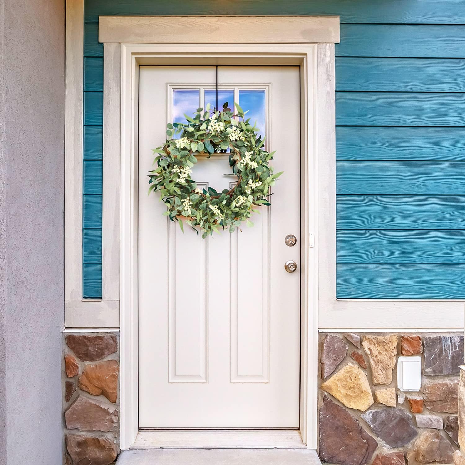 Pinkpum 20 Inch Eucalyptus Wreath for Front Door