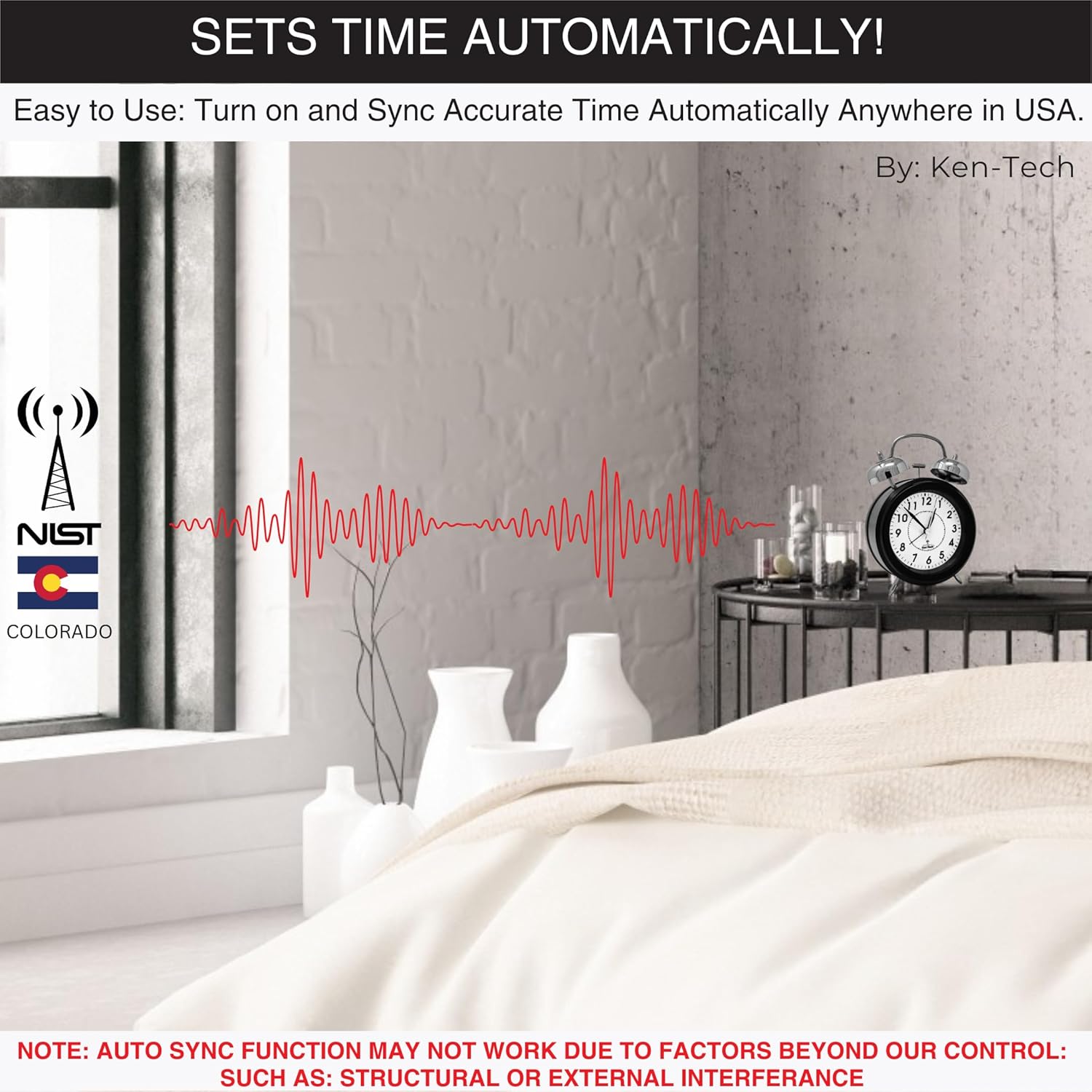 Ken-Tech Atomic Retro Twin Bell Alarm Clock