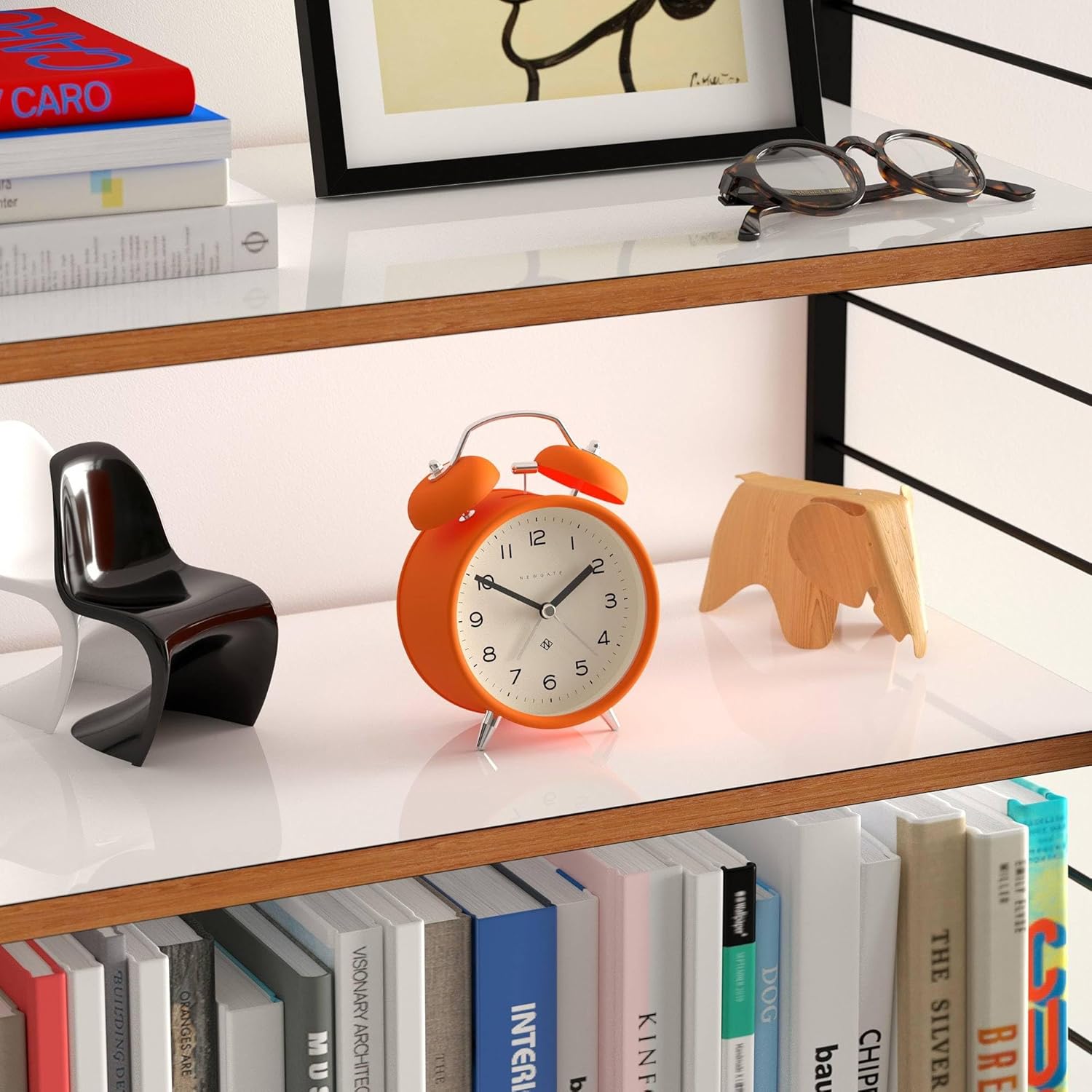 NEWGATE Charlie Bell Echo Alarm Clock Modern Retro Design Orange