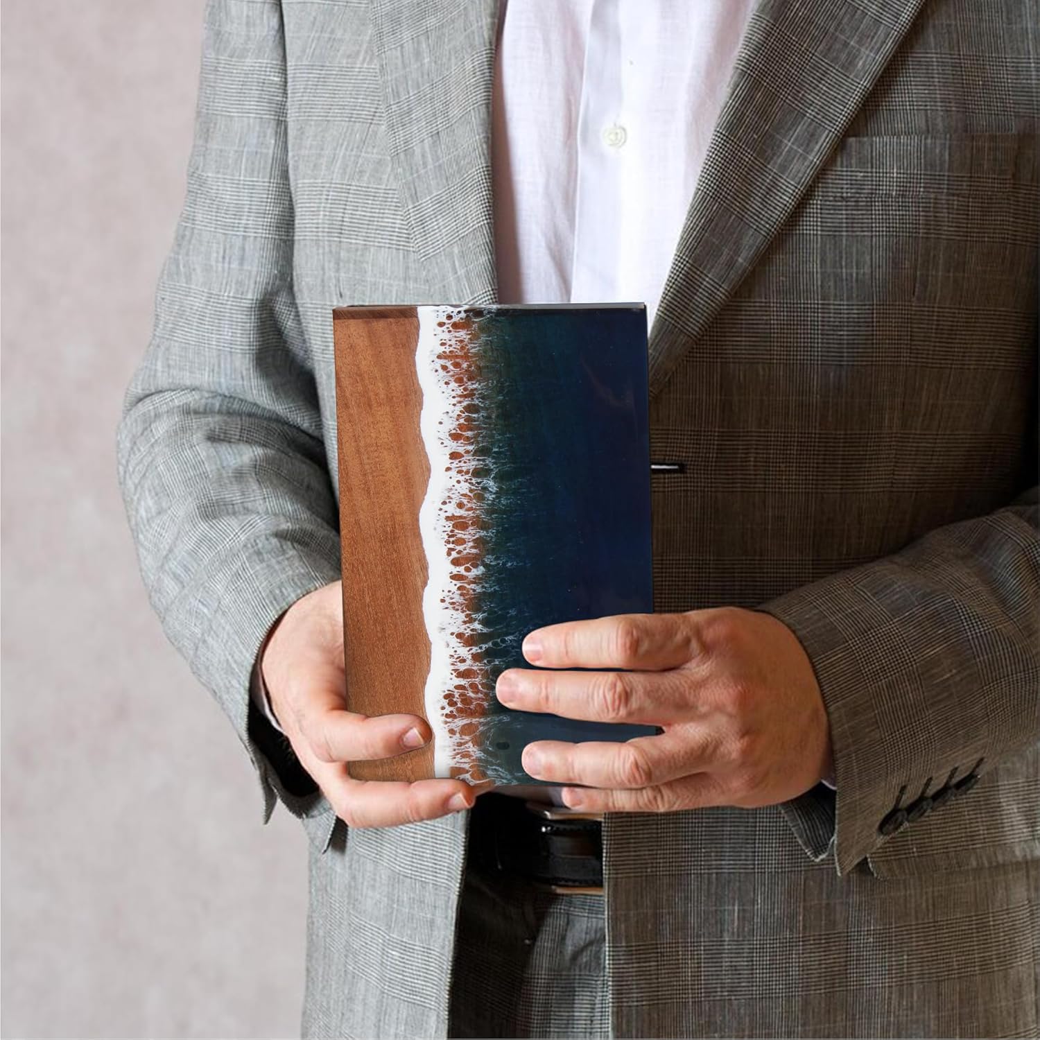 Ocean Wooden Resin Urn for Adult Male