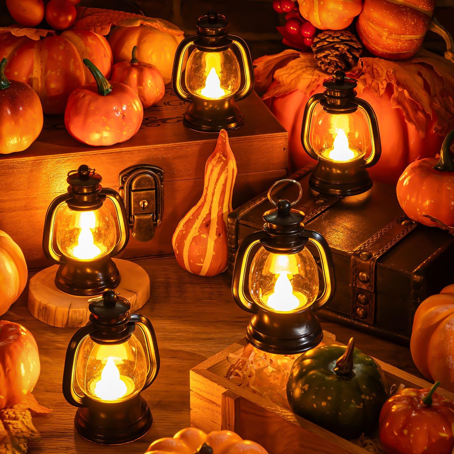 12 Pcs Halloween Mini Lantern with LED Candle