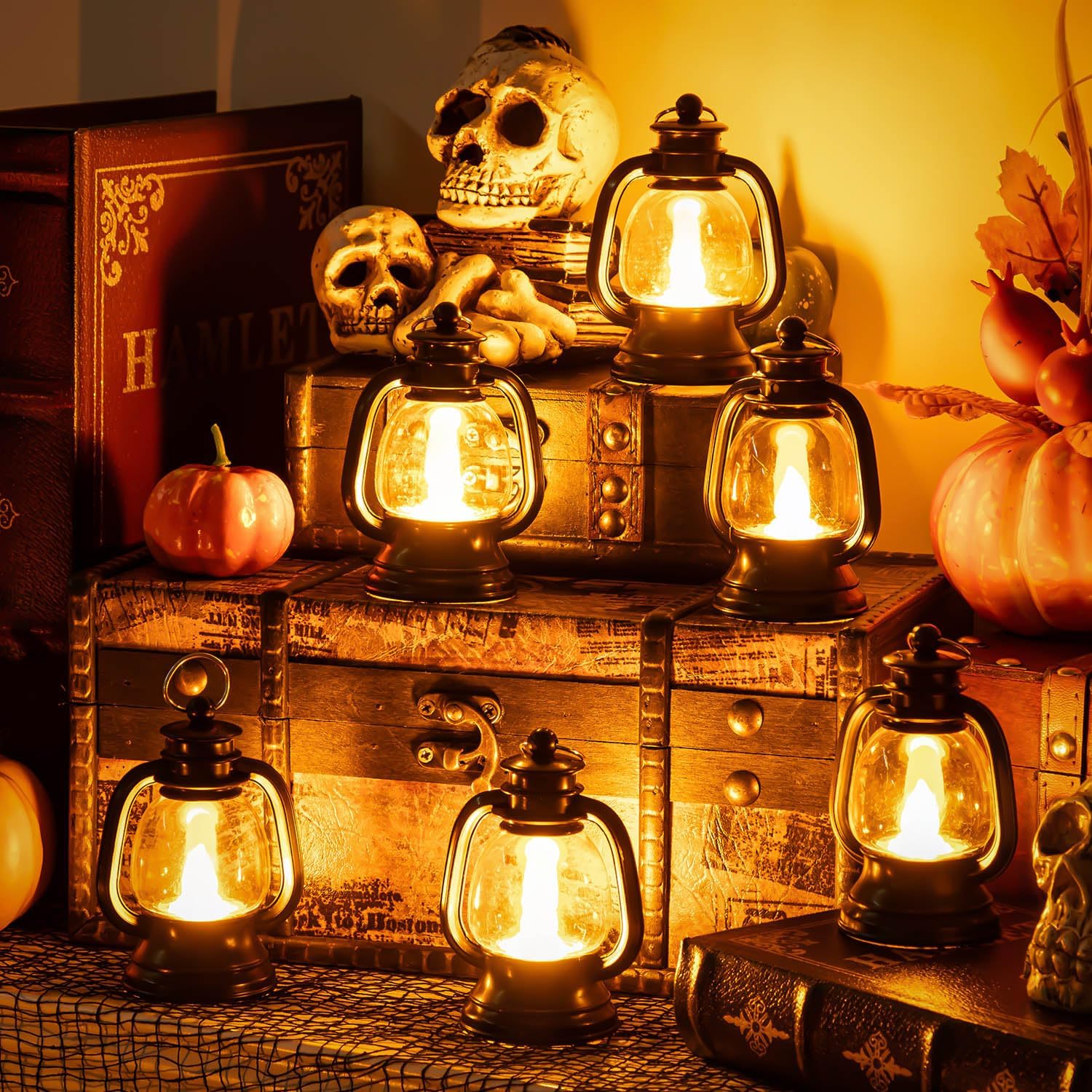 12 Pcs Halloween Mini Lantern with LED Candle