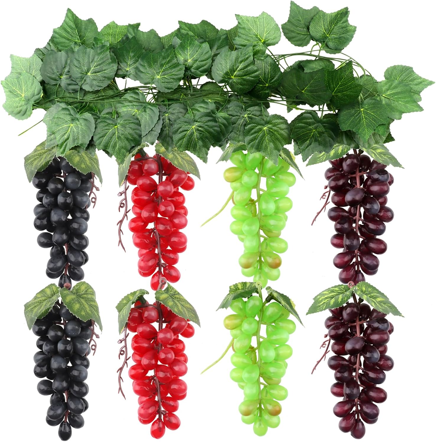 Ginojex 8 Bunches Artificial Grapes with Vines for Decor