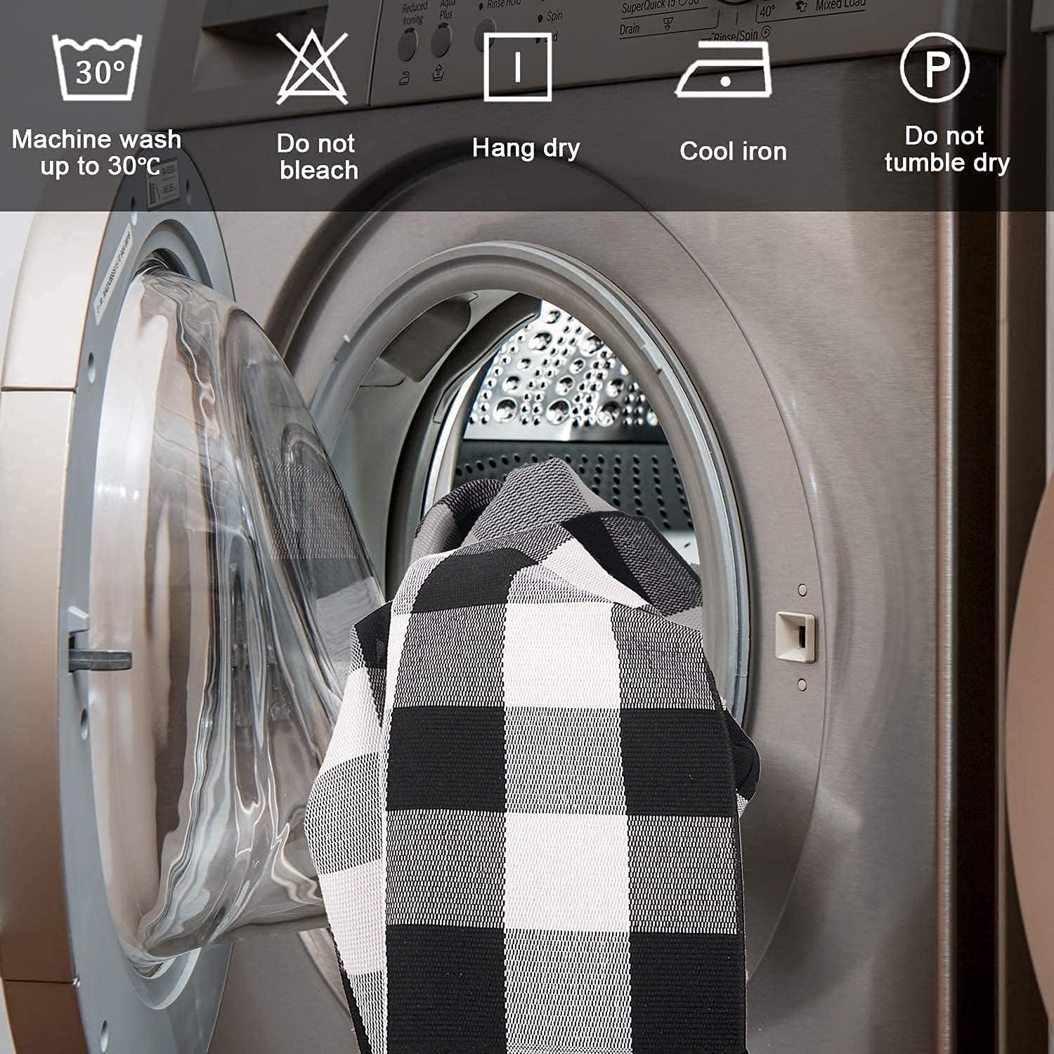 Seeksee Cotton Buffalo Plaid Rug 275x43 Black White Checked