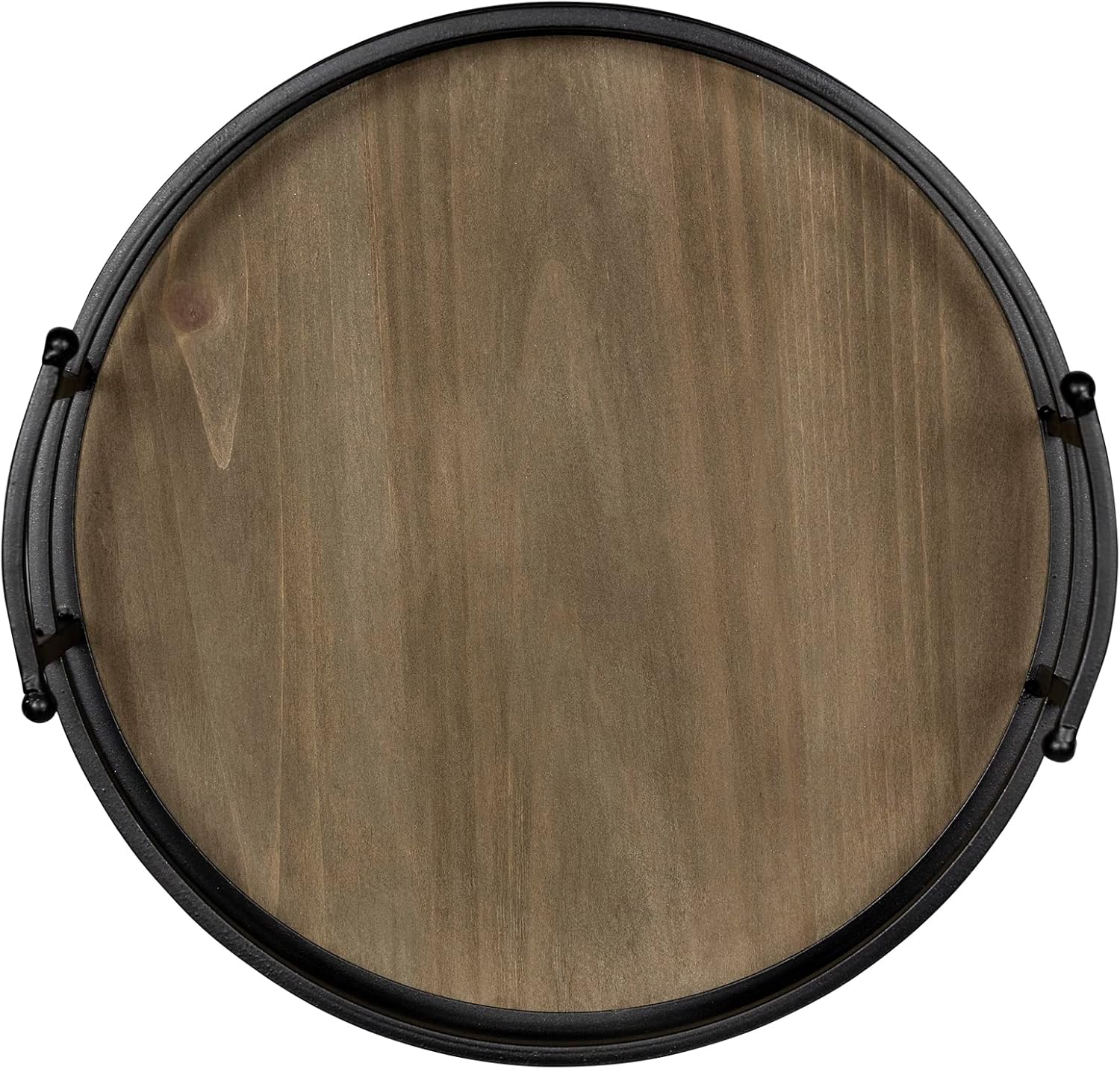 Stratton Home Decor Metal and Wood Round Tray