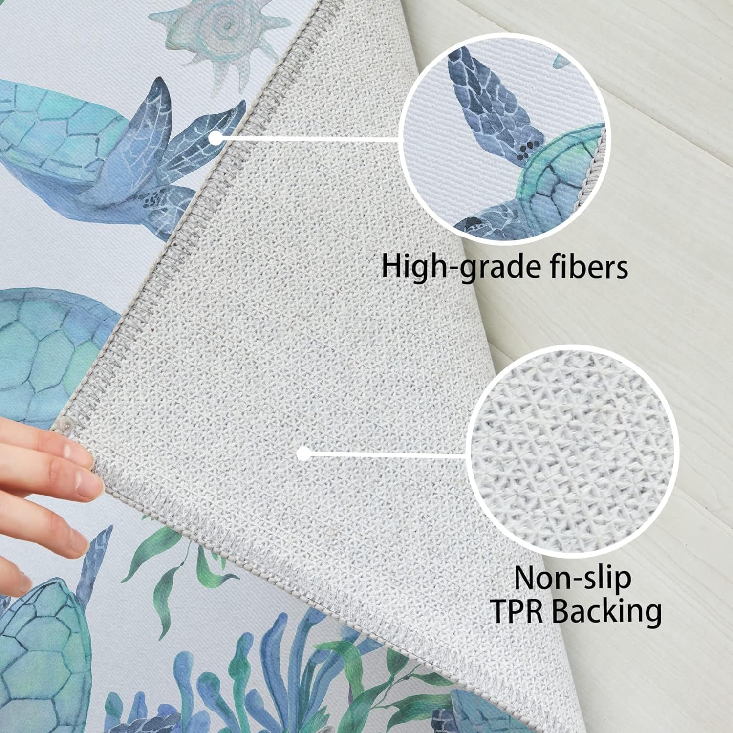 Tritard Coastal Sea Turtles Hallway Runner Rug 2x6