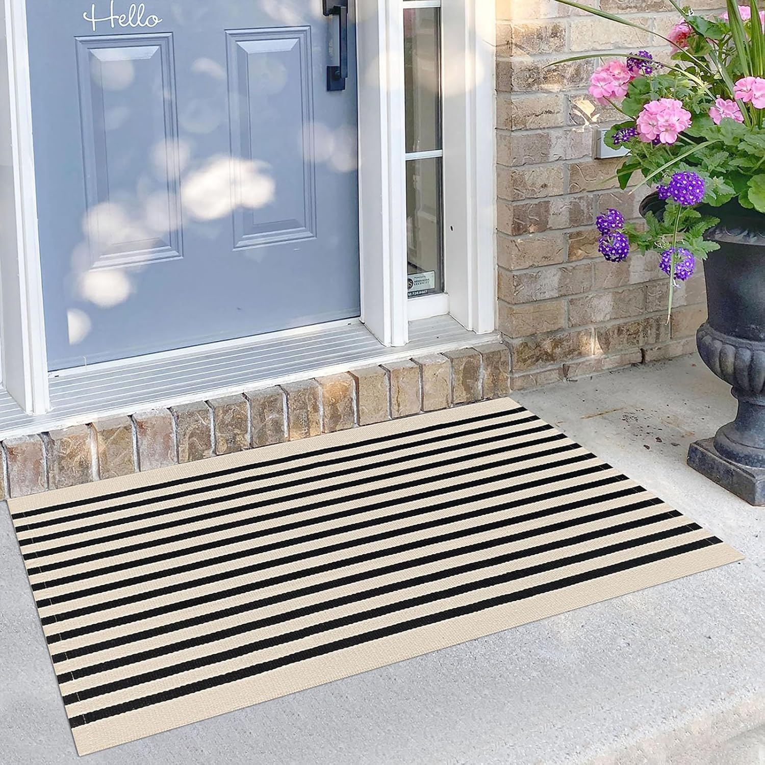 KILOCOCO Beige Striped Rug 23x36 Indoor Outdoor Door Mat
