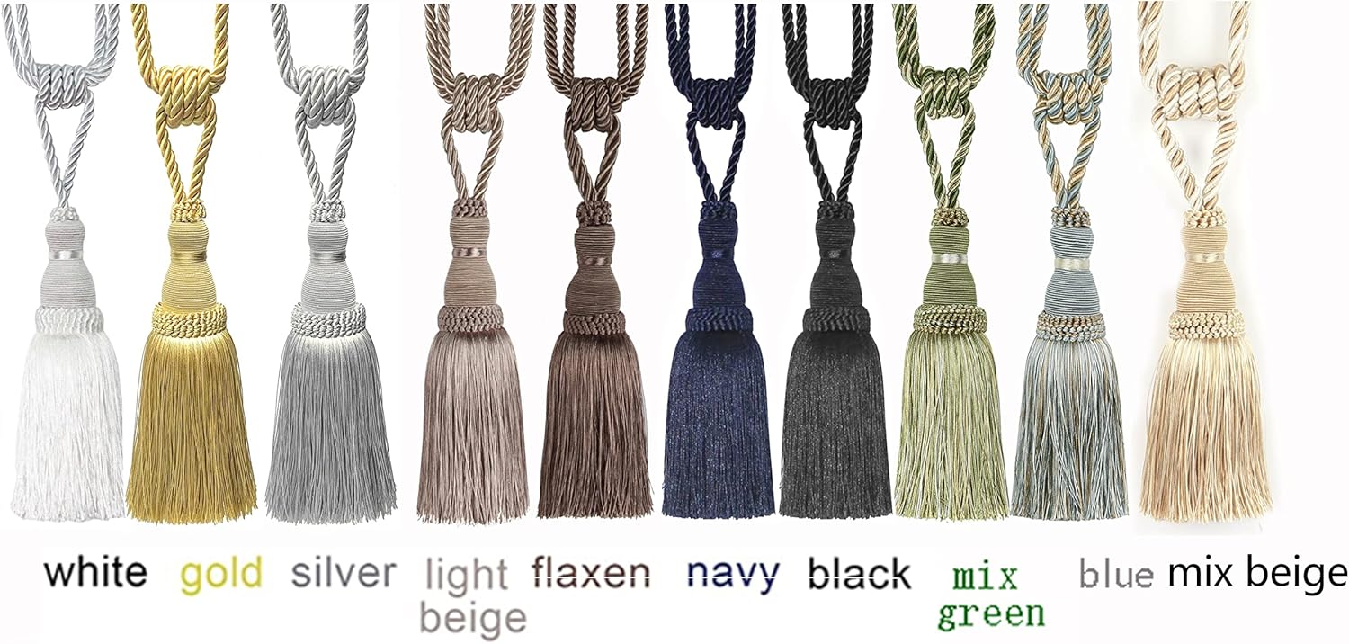 BEL AVENIR 2 Pack Curtain Tiebacks with Tassels and Rope