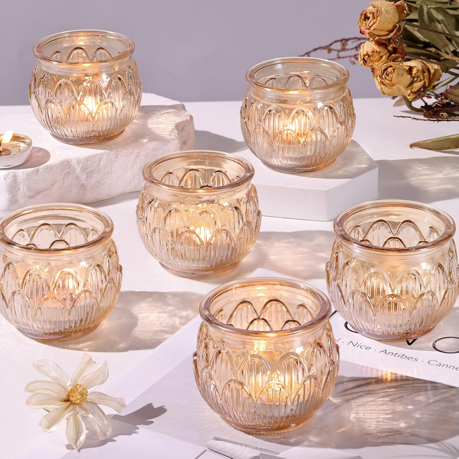Gold Votive Candle Holders Set of 12PCS