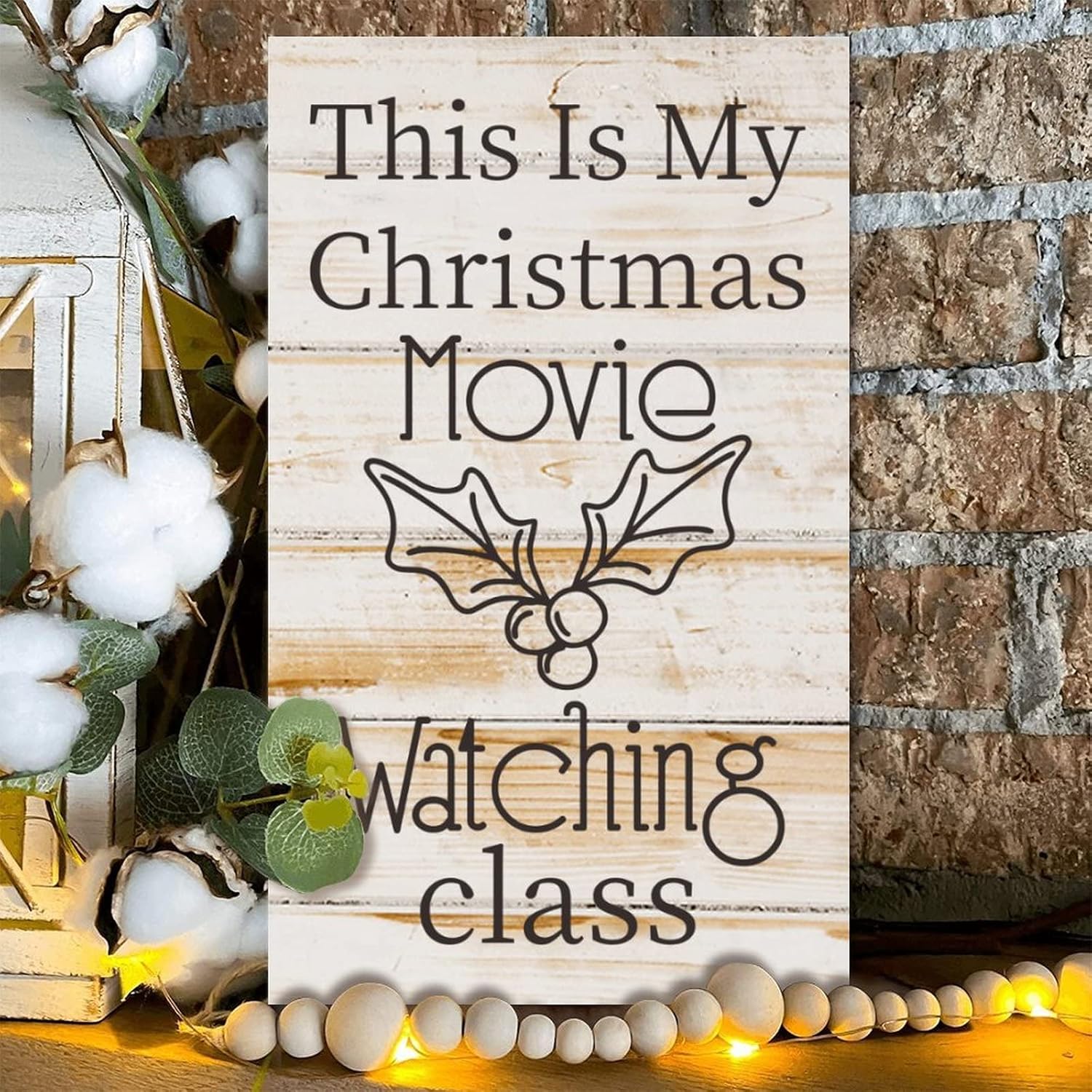 Wood Plaque Wall Hanging Love Quote Christmas Movie Watching Art Sign