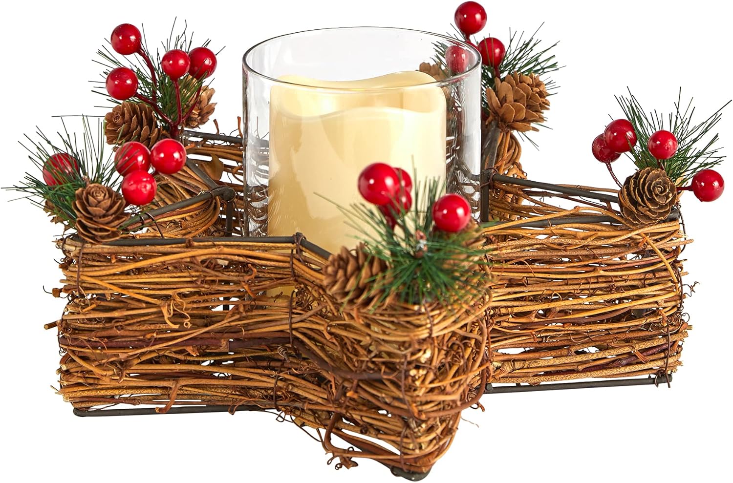 Nearly Natural Holiday Star Candle Holder with LED Light