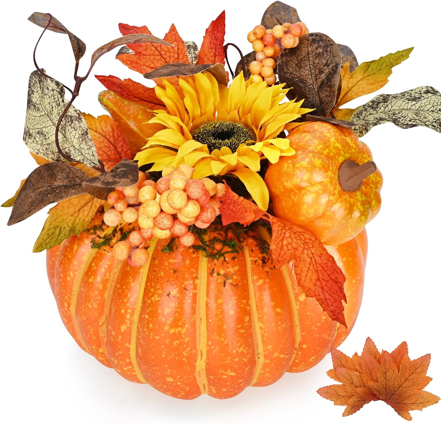 Fall Centerpieces with Lights and Maple Leaves
