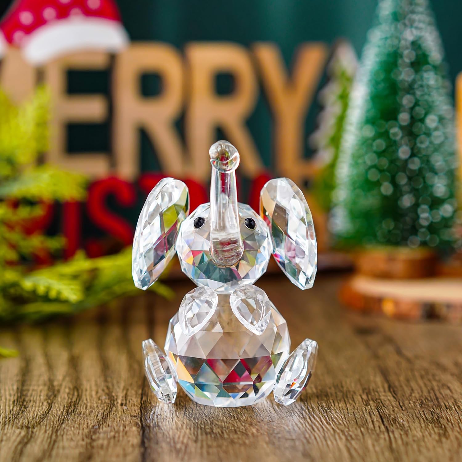 HD Crystal Elephant Figurine Statue