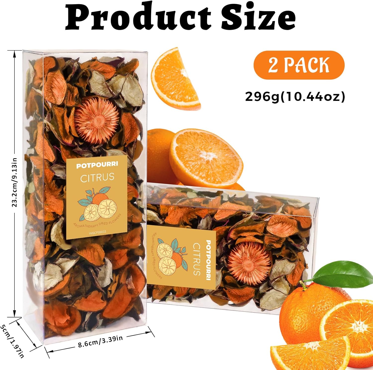 SCENTORINI Citrus Potpourri Bags 2 Pack Home Fragrance Dried Flower Vase Filler