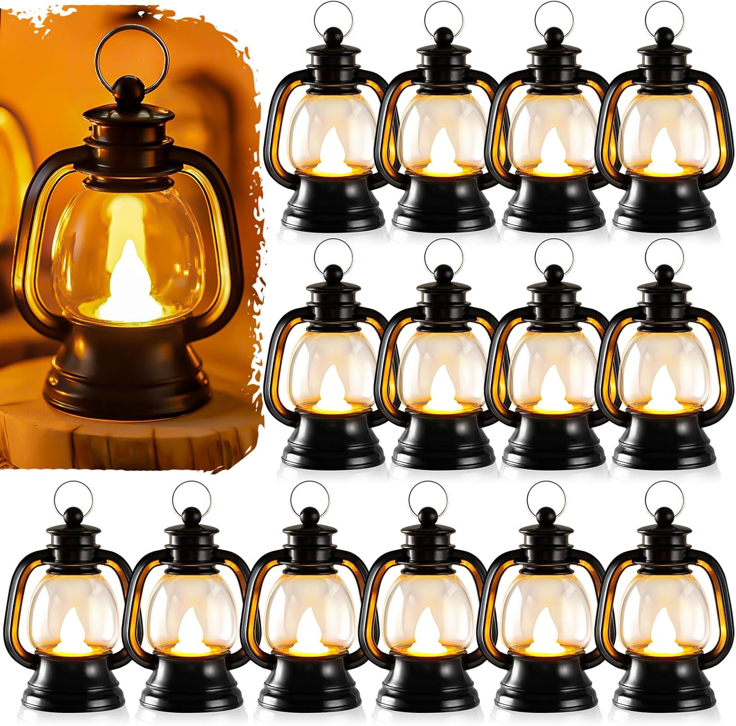 12 Pcs Halloween Mini Lantern with LED Candle