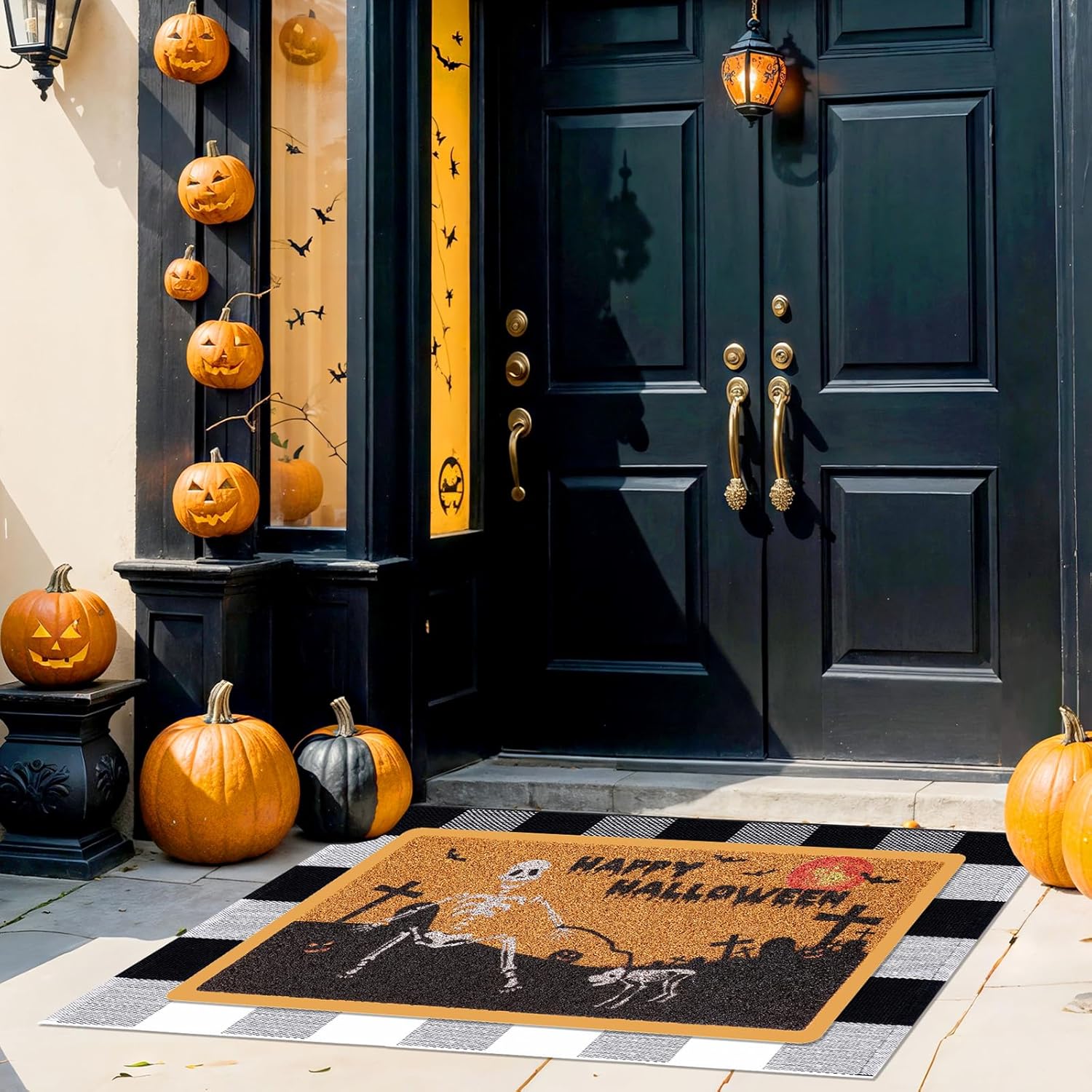 Frakron 2Pcs Halloween Door Mat Combo Set