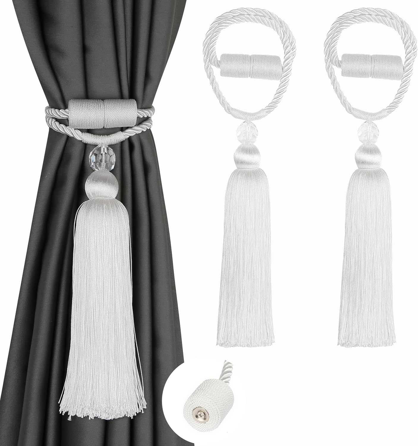 BEL AVENIR Magnetic Curtain Holdbacks with Tassels