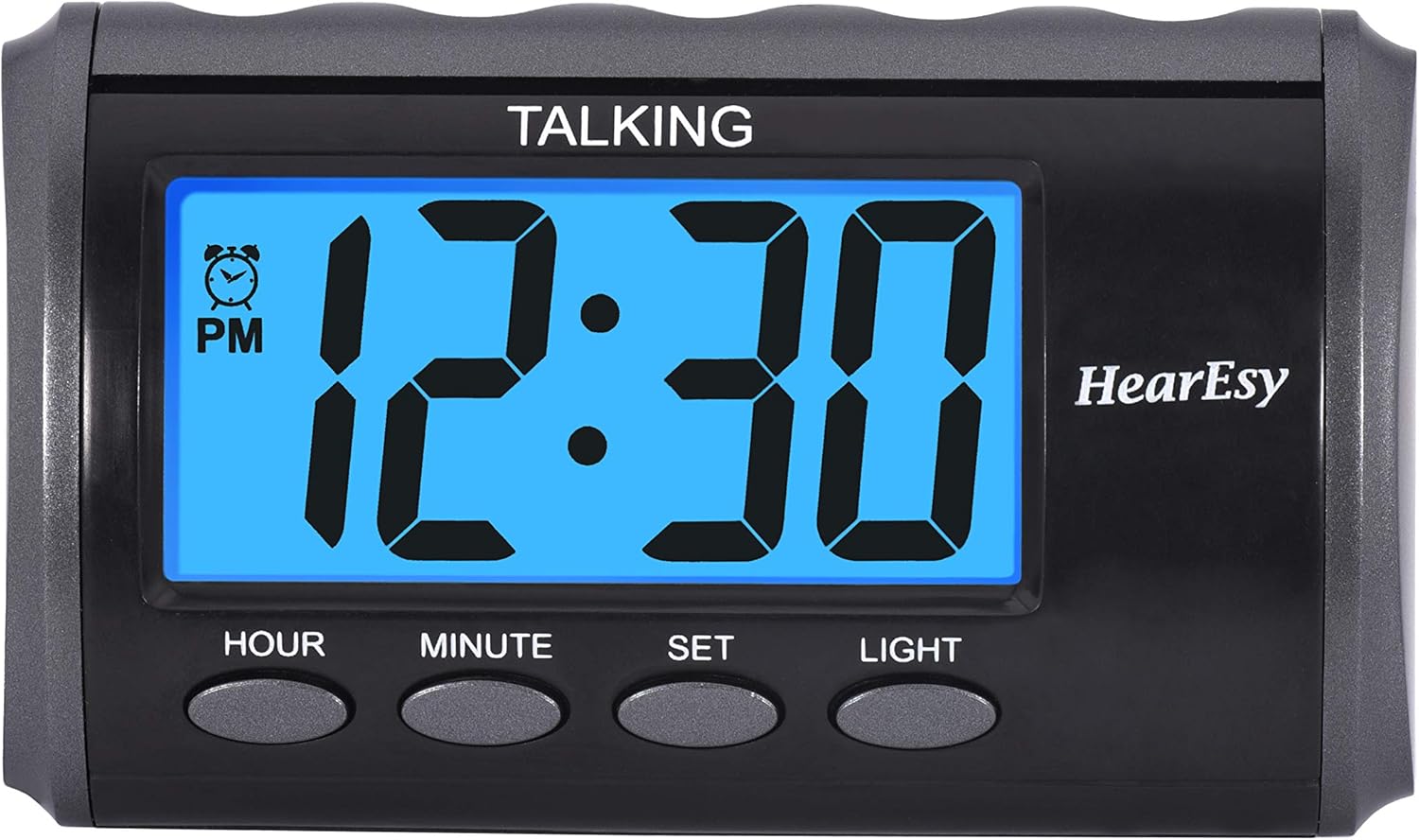 HearEsy Talking Alarm Clock - Large Numbers Dark Grey Display
