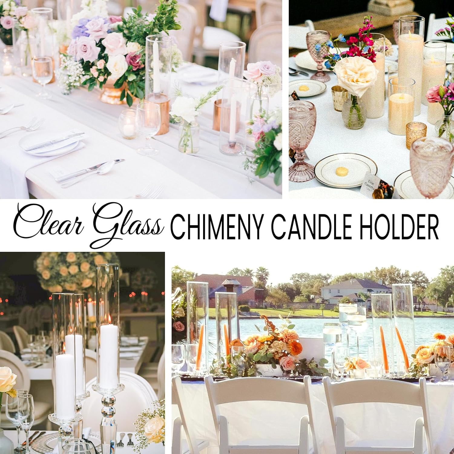 12PCS Clear Glass Hurricane Candle Holder Sleeve