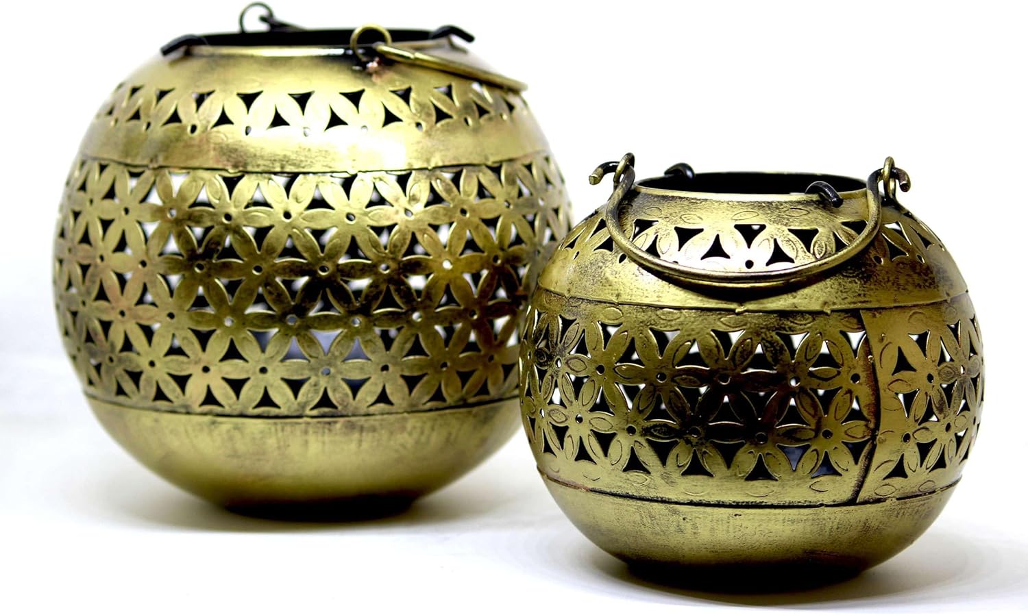 ZainArtistry Decorative Brass Bowls with Floral Design Candle Holder