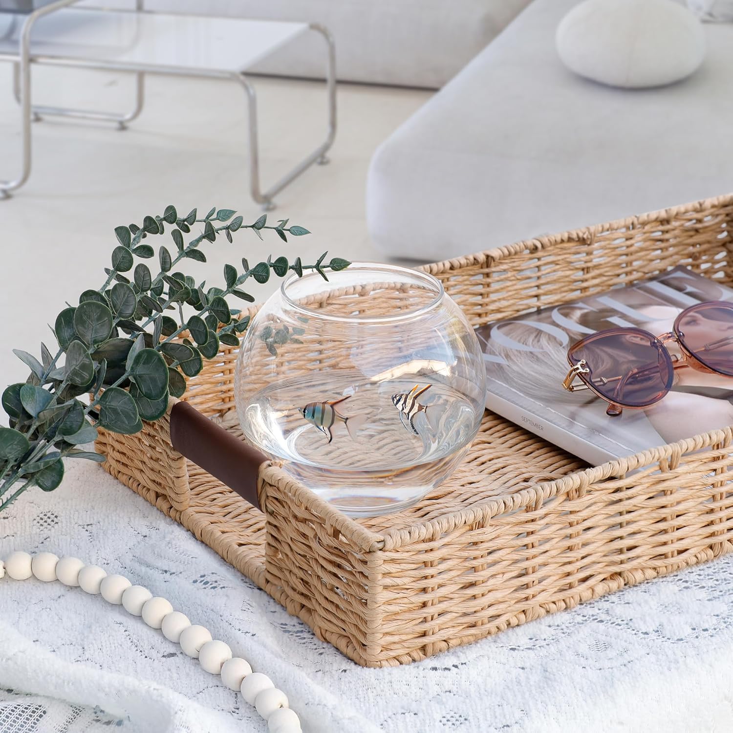 Summit Living Handwoven Rattan Serving Tray 20x12