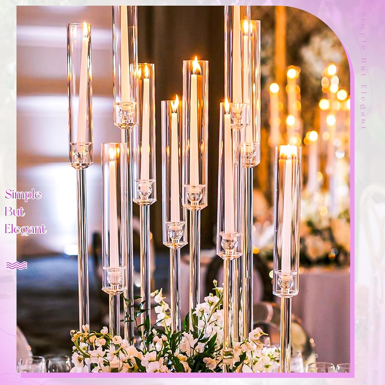6 Pcs Open Ended Clear Hurricane Candle Holder