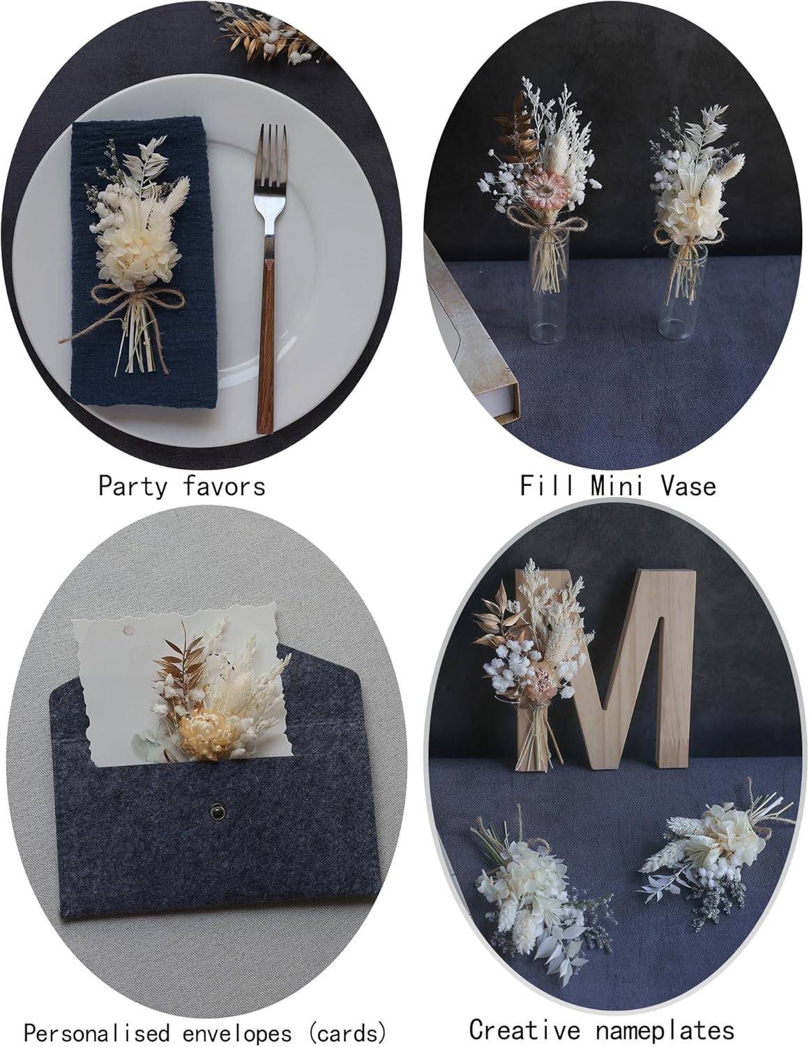 Xins Convey Mini Dried Flower Bouquet Set Pack of 12 Gold
