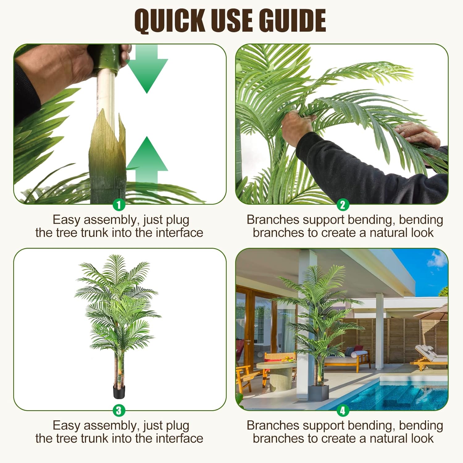 6ft Triple Golden Cane Palm Artificial Tree in Pot
