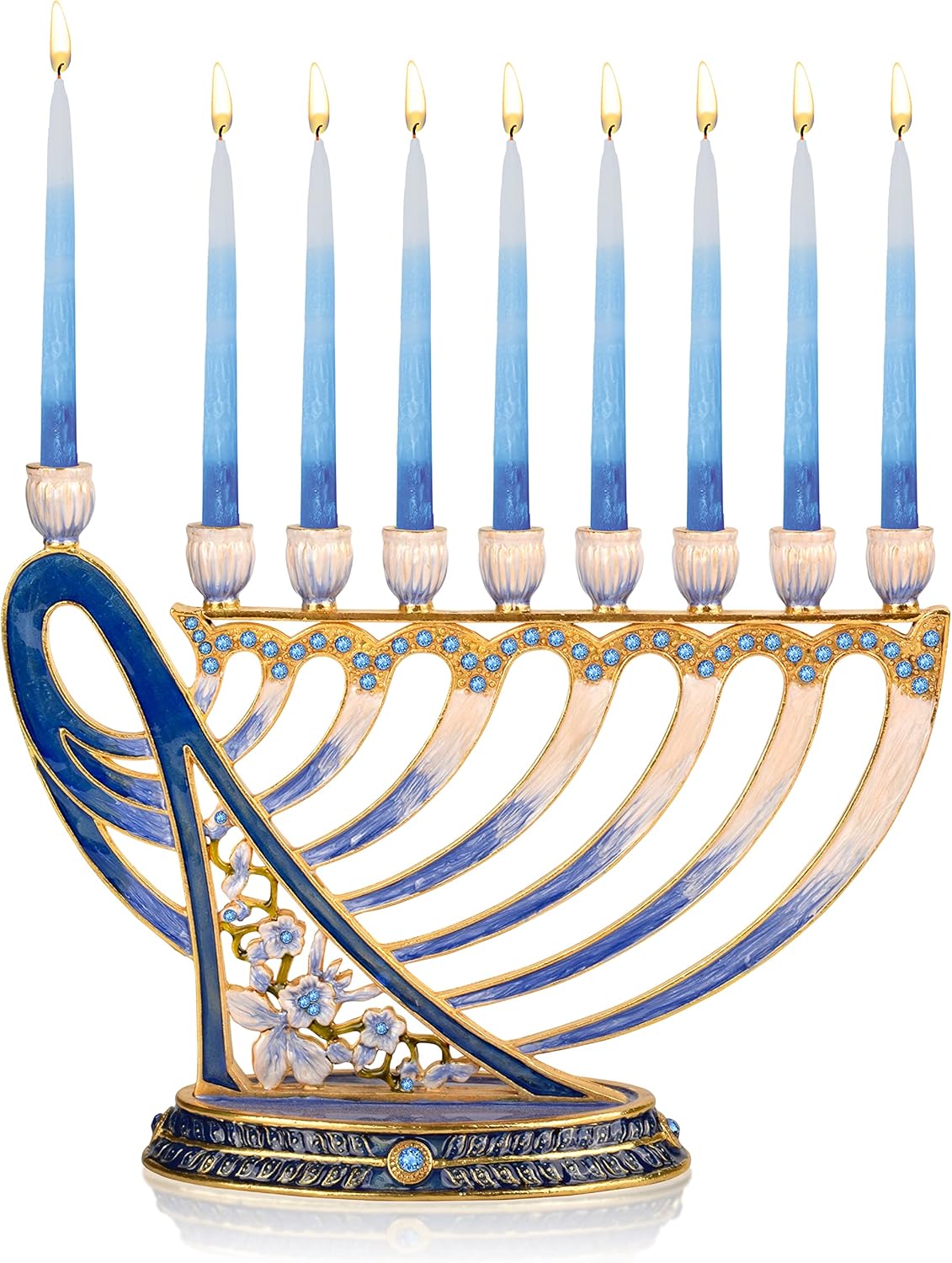 Hanukkah Menorah with Gold Accents and Jewels