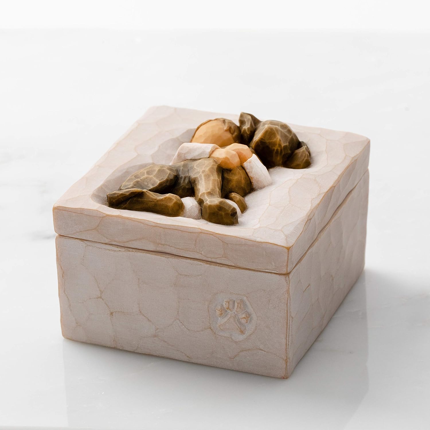 Willow Tree Hug Dark Dog Hand-Painted Keepsake Box