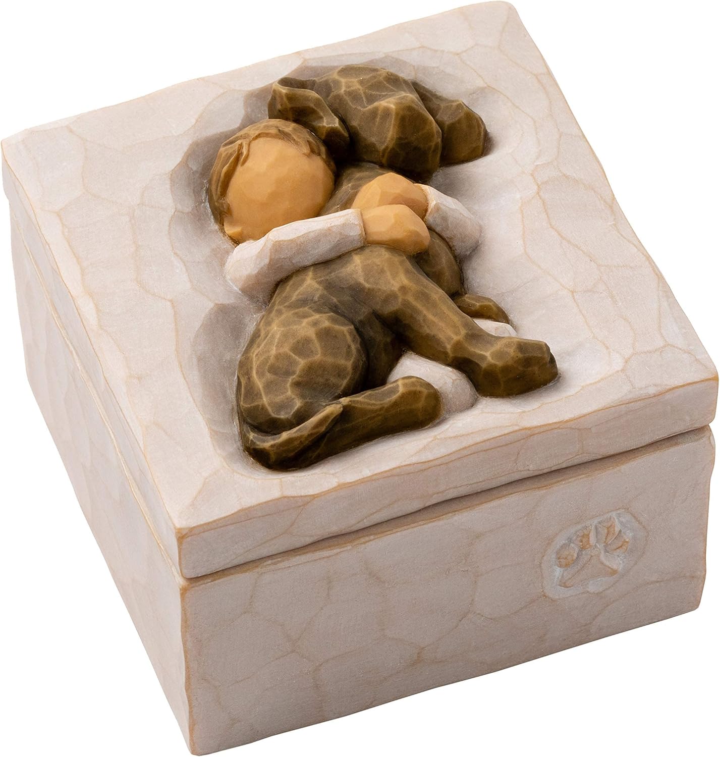 Willow Tree Hug Dark Dog Hand-Painted Keepsake Box