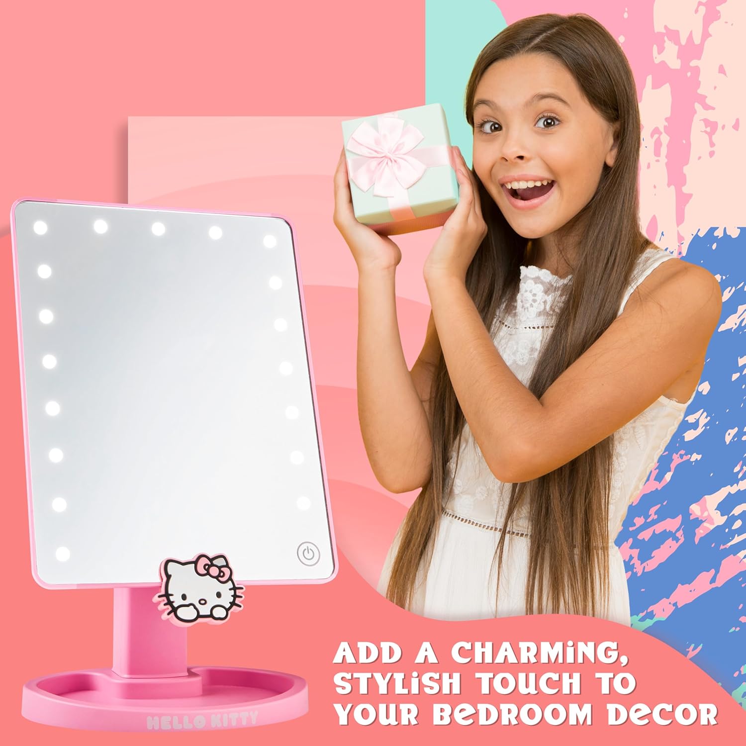 Hello Kitty Vanity Mirror with LED Touch Screen and Trinket Tray