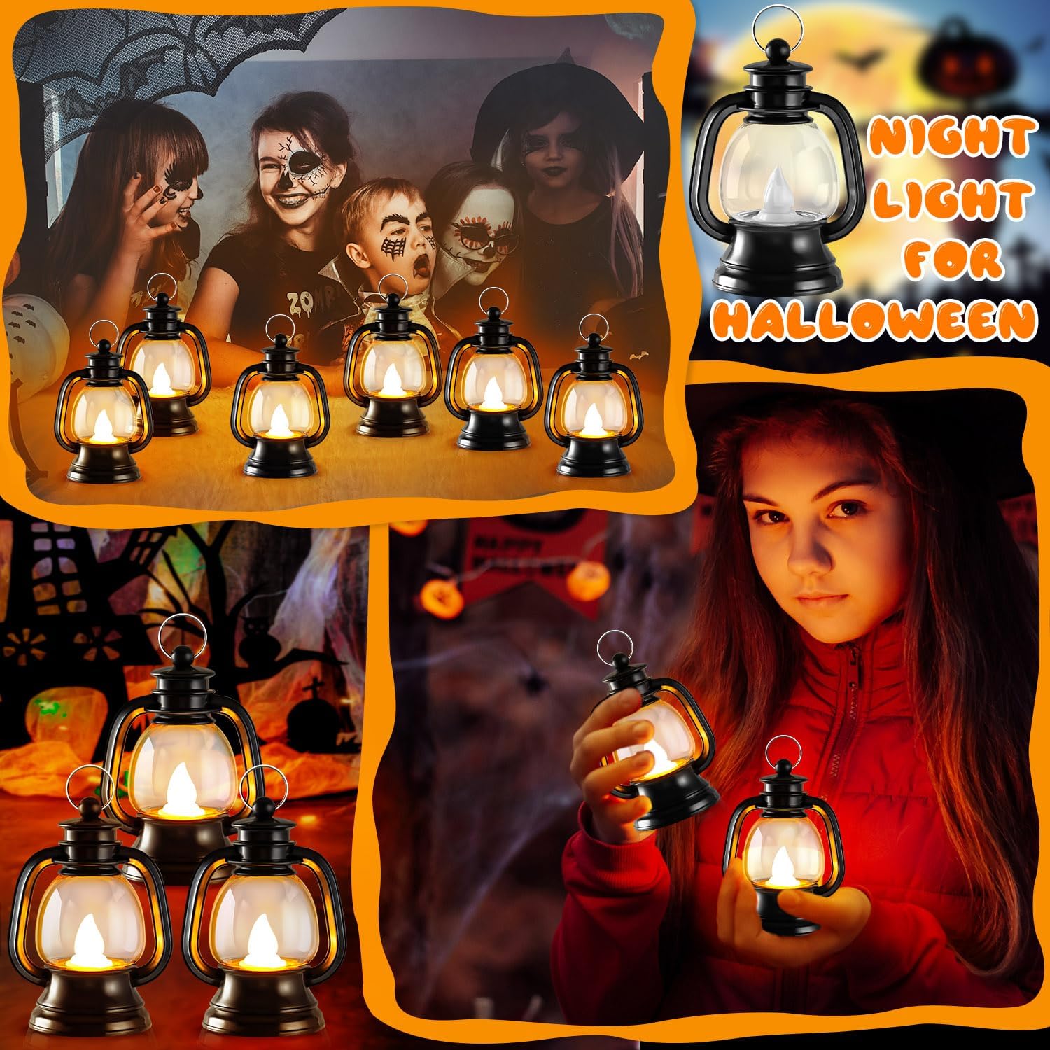 12 Pcs Halloween Mini Lantern with LED Candle