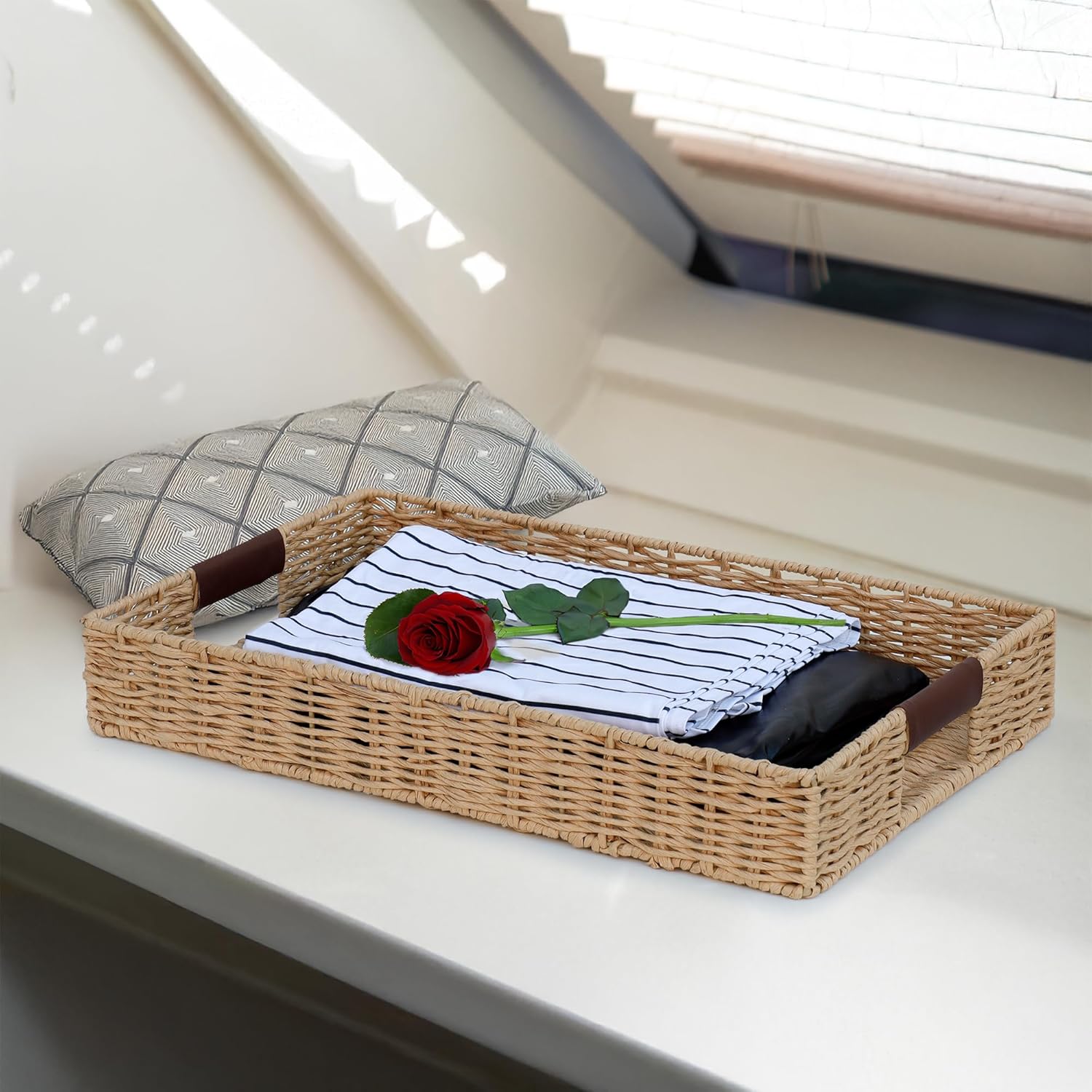 Summit Living Handwoven Rattan Serving Tray 20x12