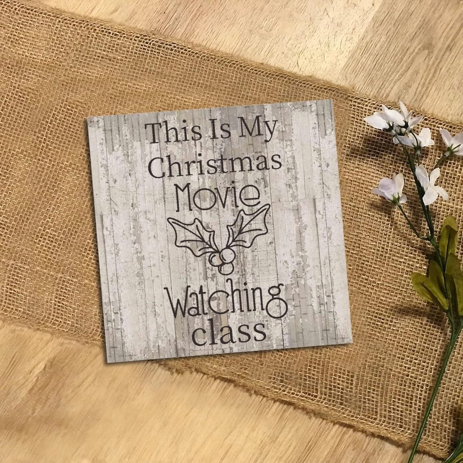 Vrurinss Christmas Movie Watching Wood Plaque Sign Wall Decor