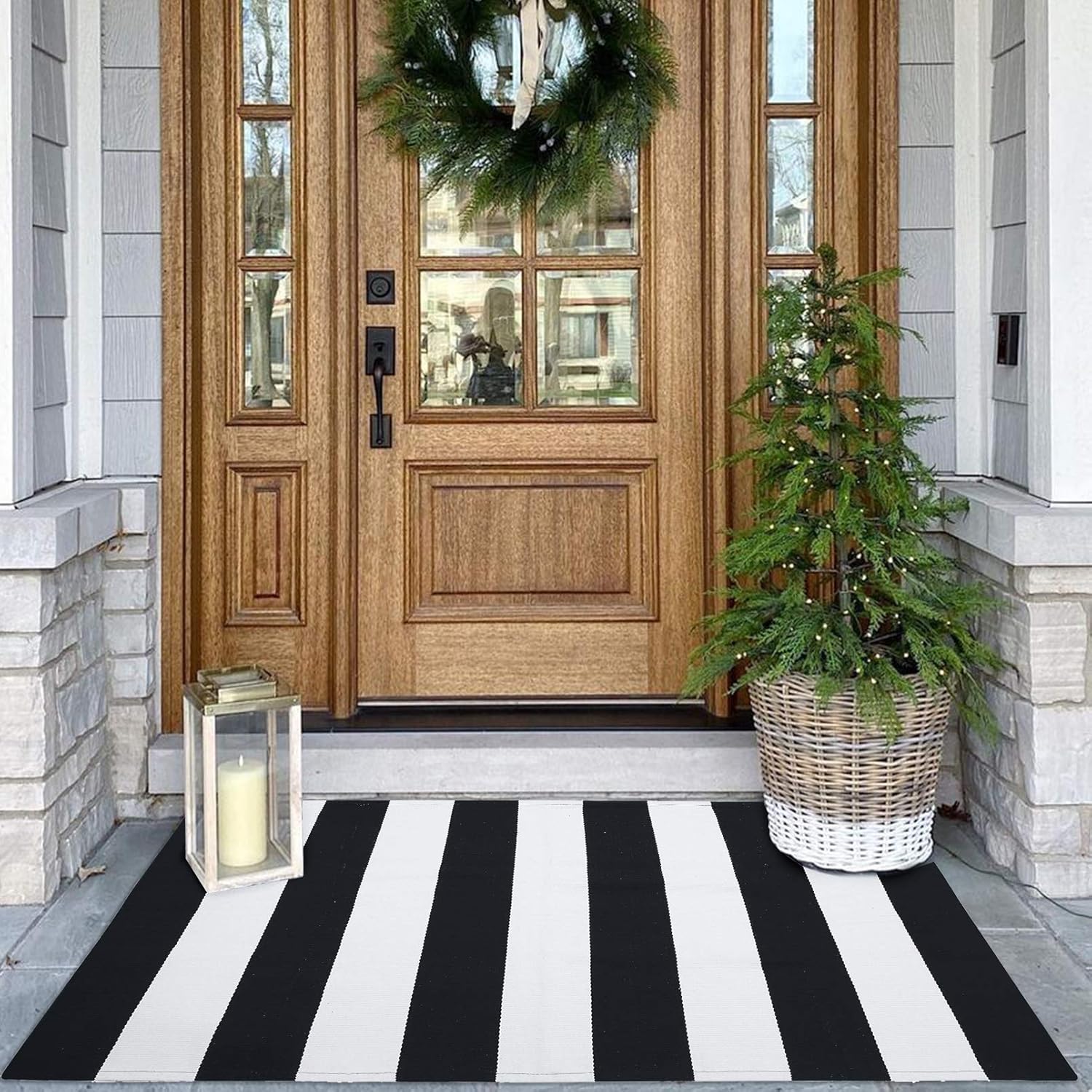 KOZYFLY Black and White Striped Area Rug 275x43 Inches