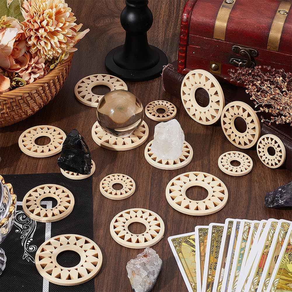 15Pcs Crystal Ball Display Stand Wooden Pedestals
