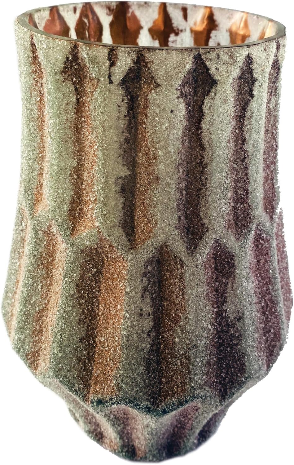 Creative Co Op Round Glass Votive Candleholder with Frosted Copper Finish