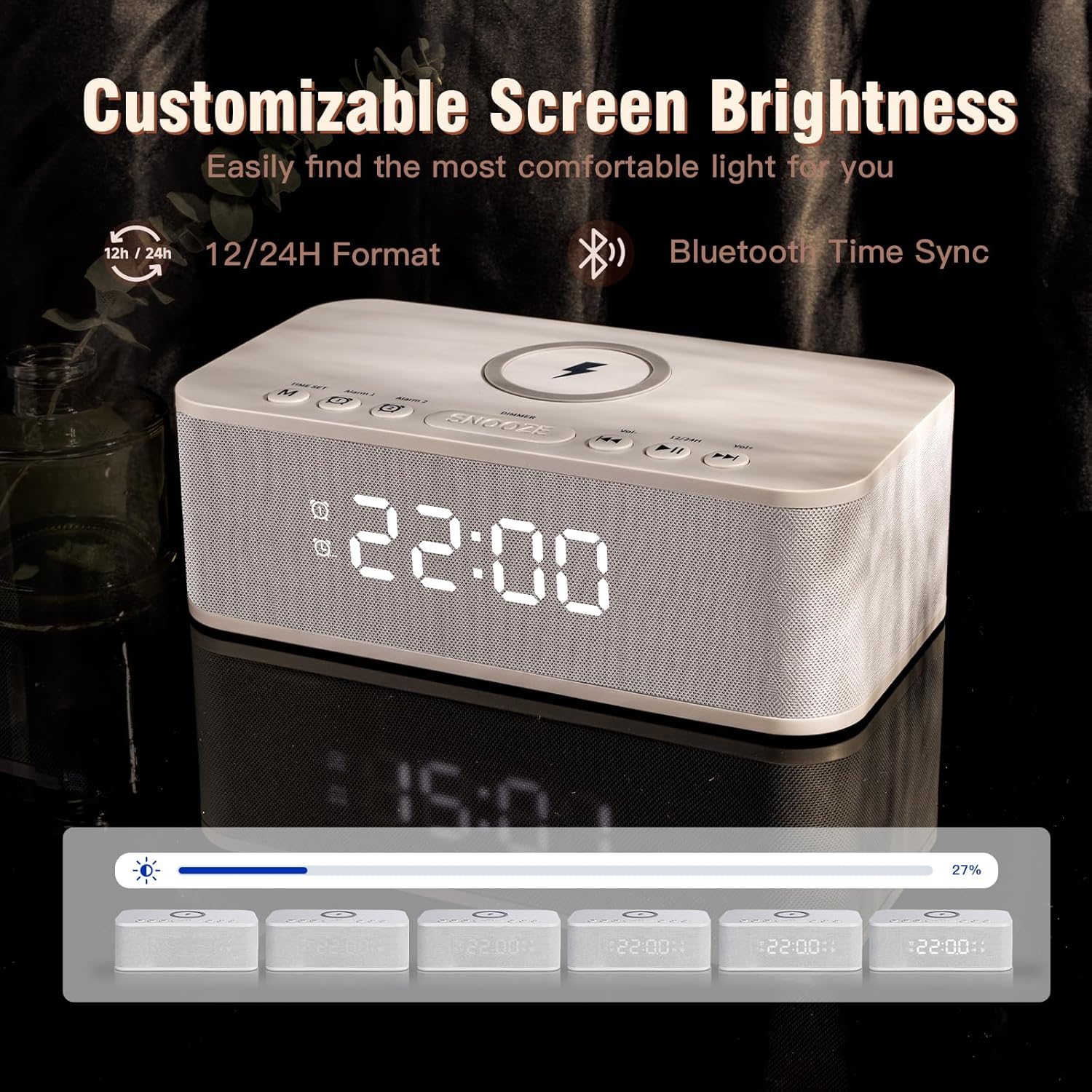 Dual Alarm Clock Radio with Bluetooth and White Noise