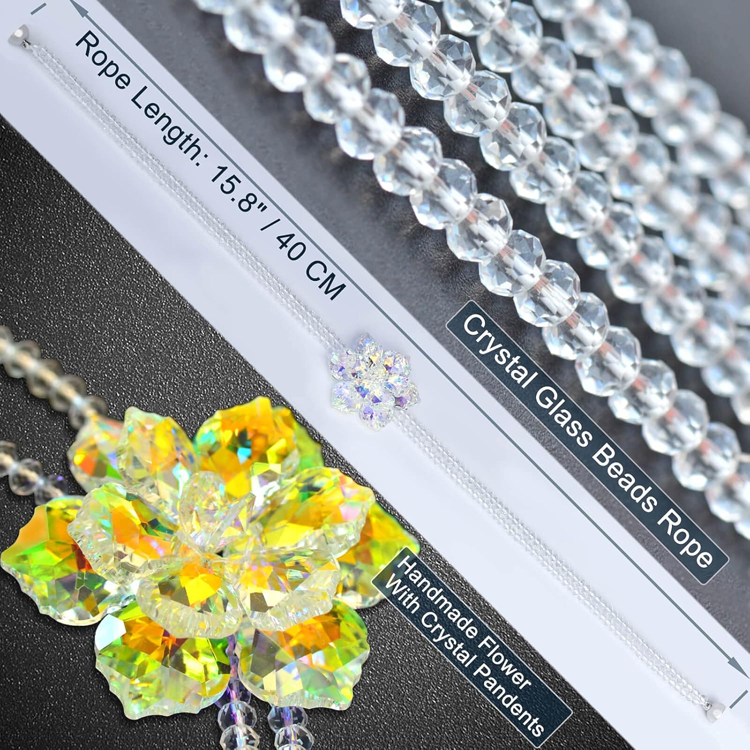Crystal Flower Magnetic Curtain Tiebacks - White AB