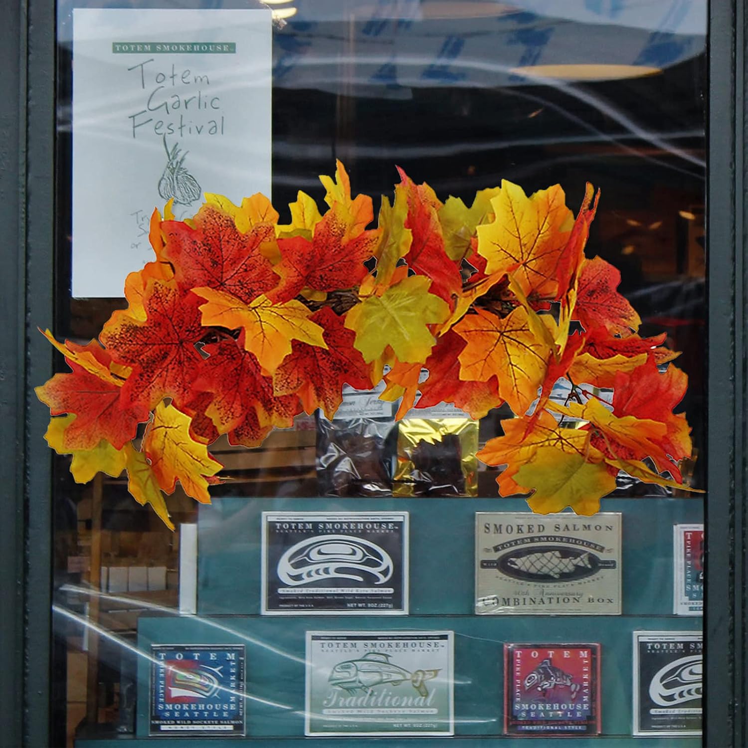 20 Inch Fall Swag Autumn Wreath with Maple Leaf