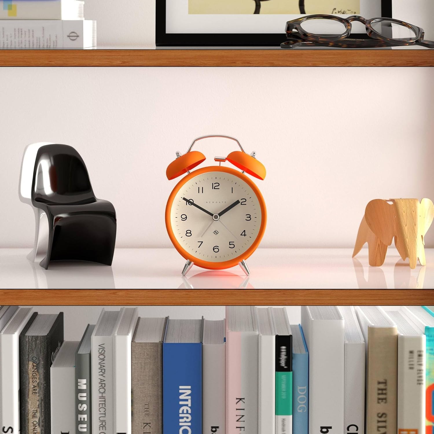 NEWGATE Charlie Bell Echo Alarm Clock Modern Retro Design Orange