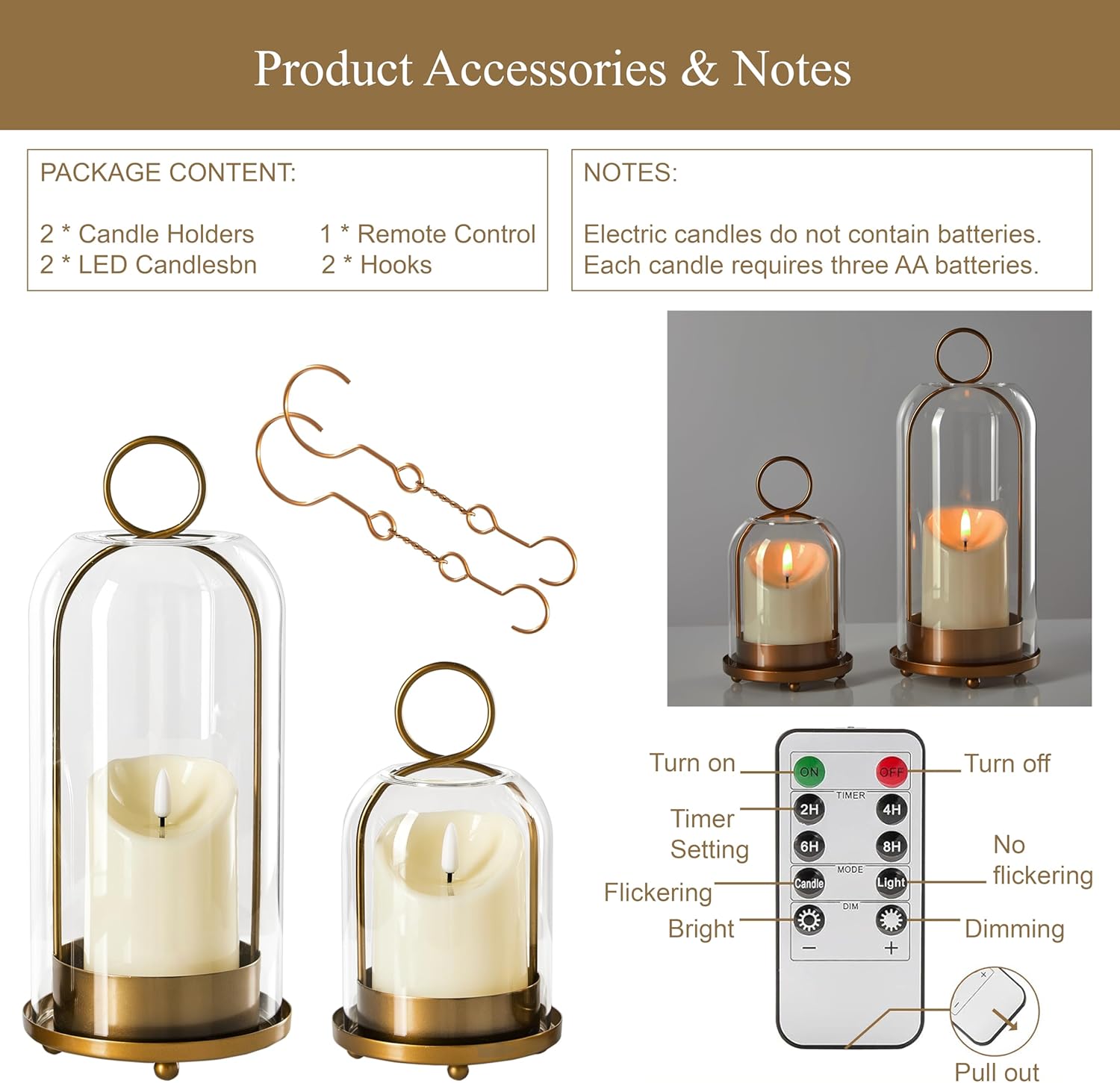 Ganwu 5 And 4 Inch Metal Candle Holder Set
