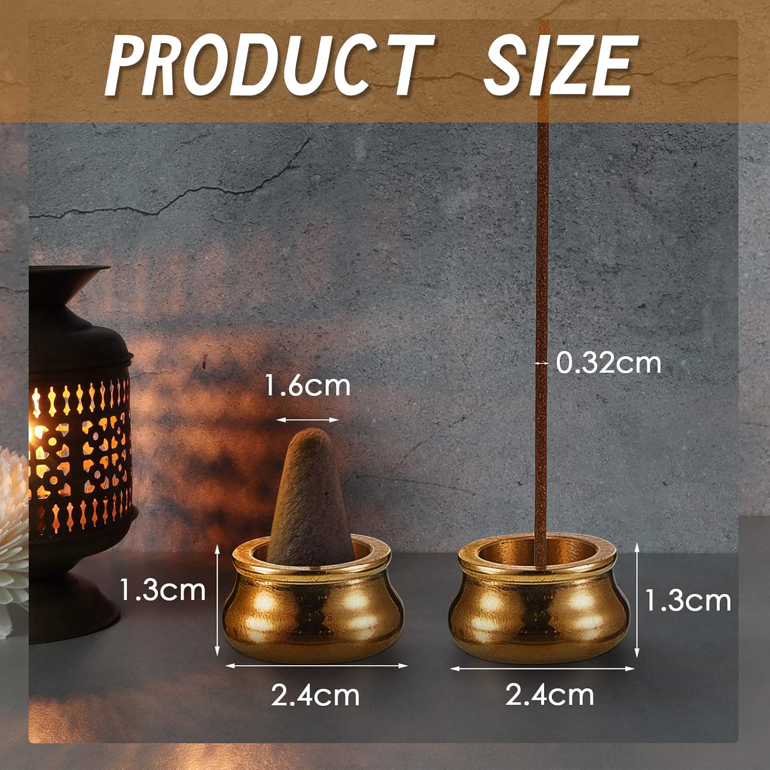 Suclain 6 Pcs Brass Incense Holder for Sticks and Cones