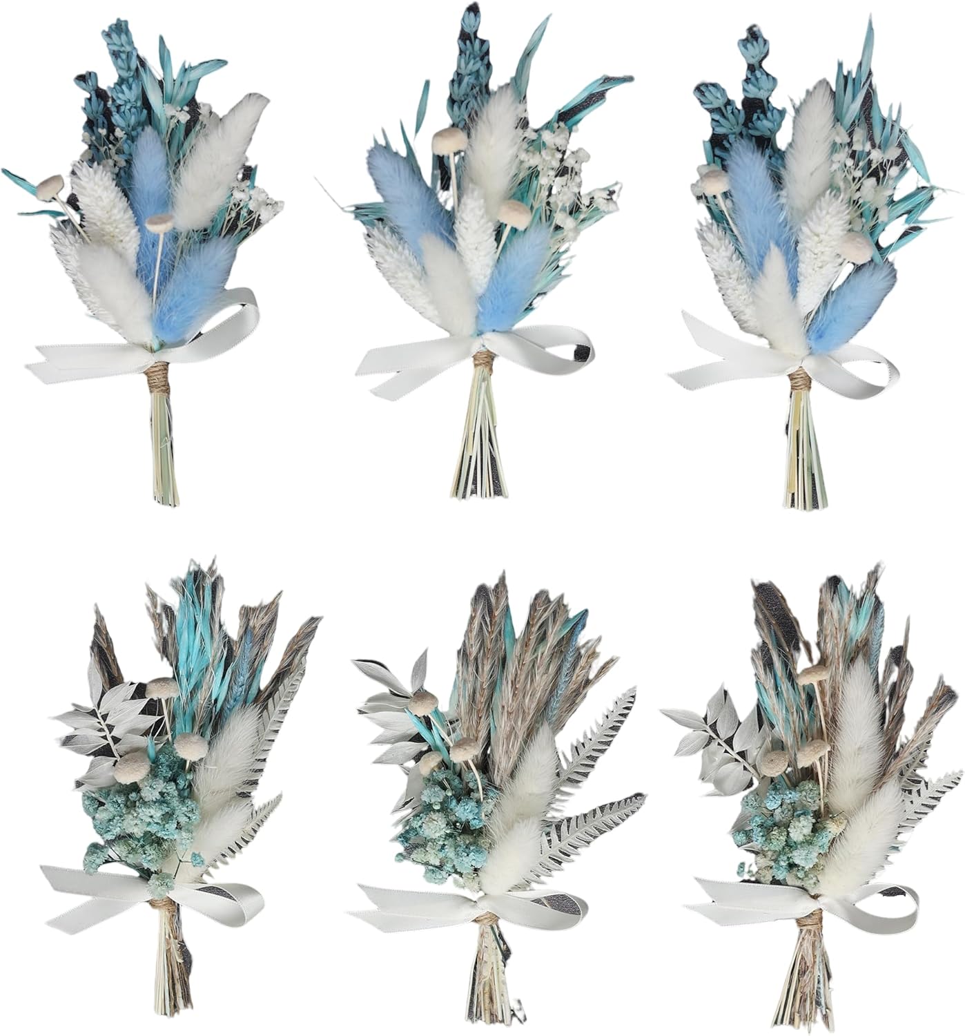 Mini Dried Flower Bouquet Set 6 pcs Blue